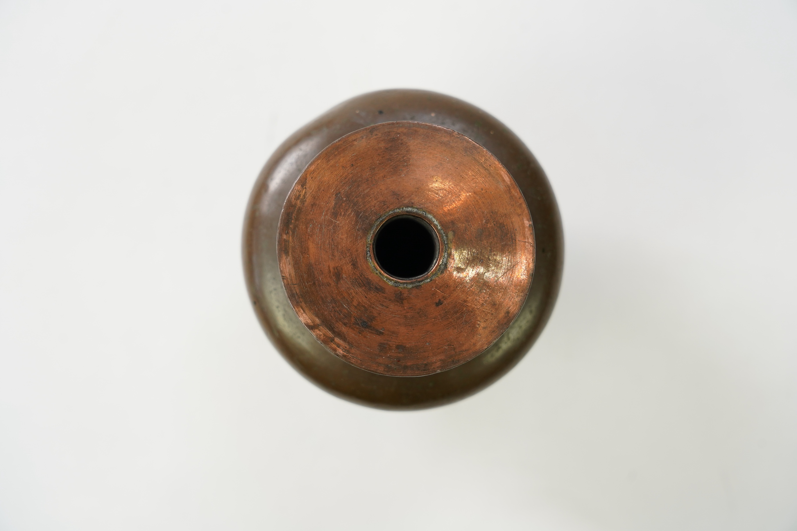 A Tibetan copper and silver mounted ink-stand, 19th century